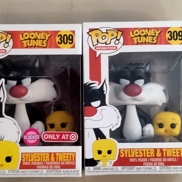 LOONEY TUNES 2 FUNKO POPS! Sylvester+Tweety (FLOCKED Target 🎯 Exclusive/Common) - Picture 8 of 9